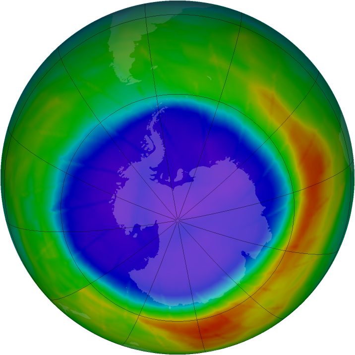 Antarctic ozone map for 18 September 2009